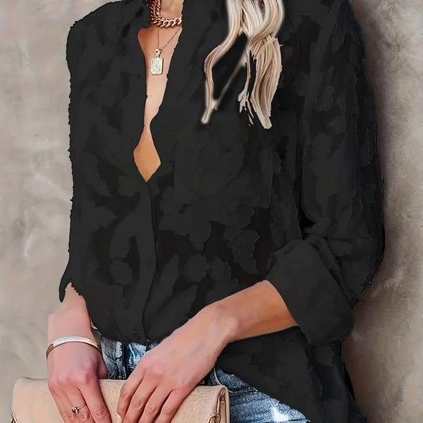 Camisa Elegante de Jacquard con Botones