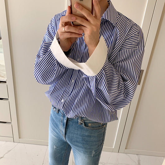 Camisa Casual a Rayas para Estudiantes - Estilo Versátil y Cómodo - Image 5