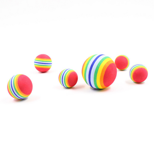 Twelve small, round rainbow-striped balls, ideal as interactive cat toys or for golf practice, on a white background. - Image 4
