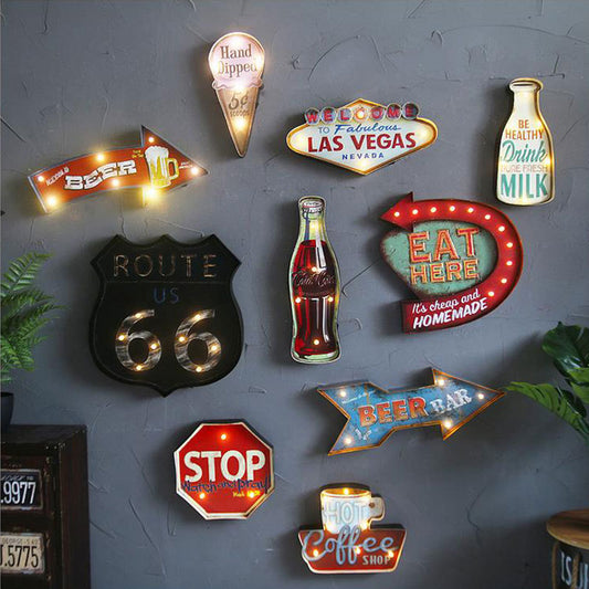 Lámpara LED Decorativa Estilo Cartel de Heladería Vintage - Image 2