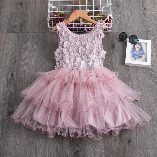 Vestido de Niña en Encaje y Gasa Delicado