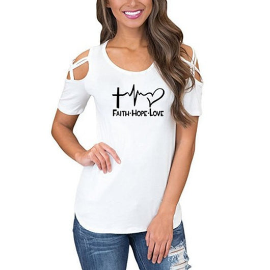 Blusa Escotada Corazón Estampado Manga Corta Cuello Redondo - Image 6