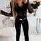 Jumpsuit de Encaje Calado Elegante