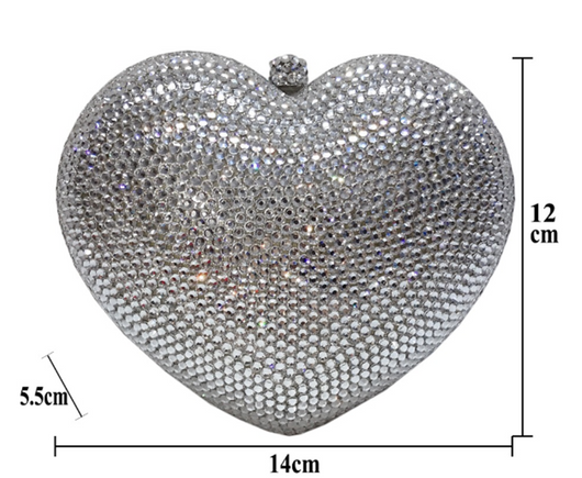Bolso de Cena Corazón Diamante Rojo Pêssego - Image 10