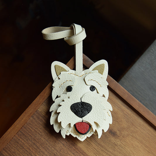 Llavero de Cuero Genuino Hecho a Mano - Colgante Decorativo para Mascotas