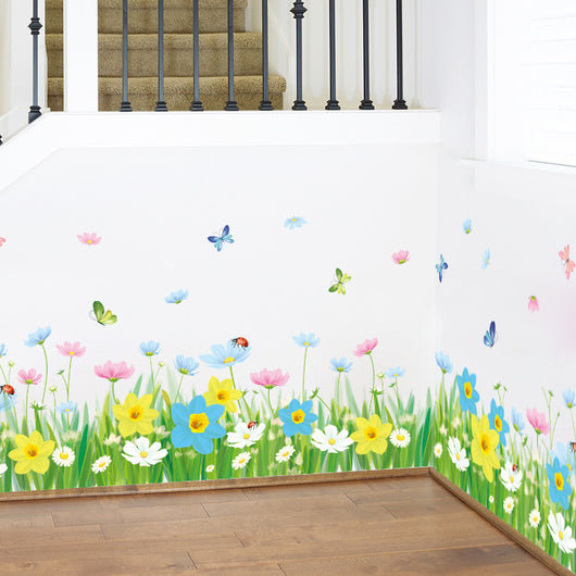 Pegatinas Decorativas de Flores para Zócalos - Impermeables y Removibles