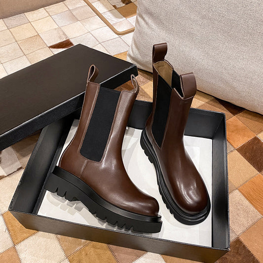 Botas Martin Mujer Plataforma Alta Estilo Británico Industrial