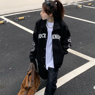 Chaqueta Suelta Estilo Street con Letras