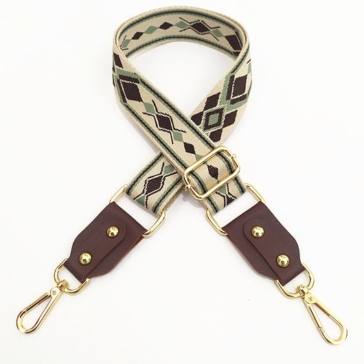 Correa Ajustable para Bolso Mensajero con Tejido Jacquard y Detalles en Cuero - Image 5