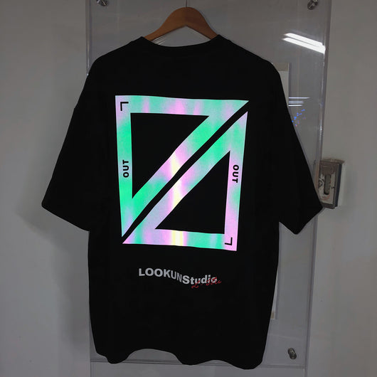 Camiseta Reflectante Láser Multicolor de Manga Corta
