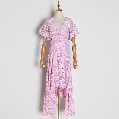 Vestido Elegante con Mangas Farol - Corto Adelante, Largo Atrás - Image 18