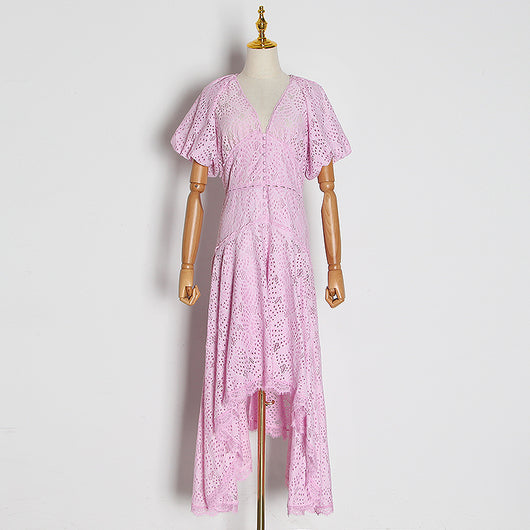 Vestido Elegante con Mangas Farol - Corto Adelante, Largo Atrás - Image 18