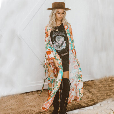 Cardigan de Gasa Estampado Floral para Primavera y Verano - Protección Solar Elegante