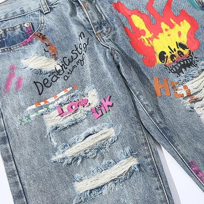 Jeans Rotos con Estilo Graffiti - Image 6