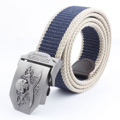Cinturón Canvas con Hebilla Doble Calavera - Estilo Casual Versátil - Image 26