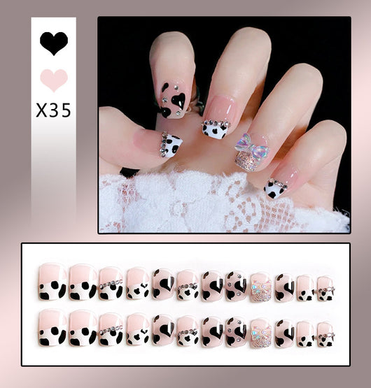 Uñas Postizas Francesas Removibles con Diamantes - Image 2