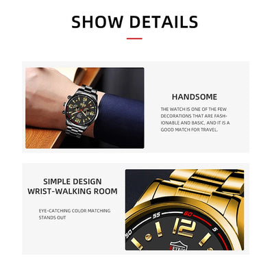 Reloj de Cuarzo para Hombre con Banda de Acero y Calendario Luminoso - Image 25