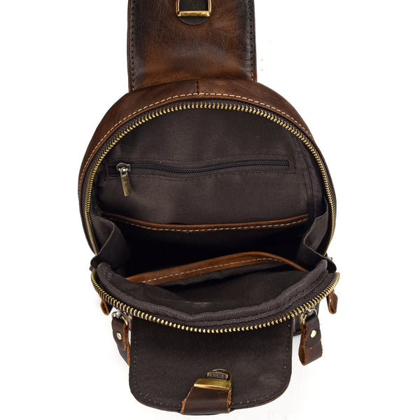 Bolsa Bandolera de Cuero para Hombre - Mochila Pecho Casual