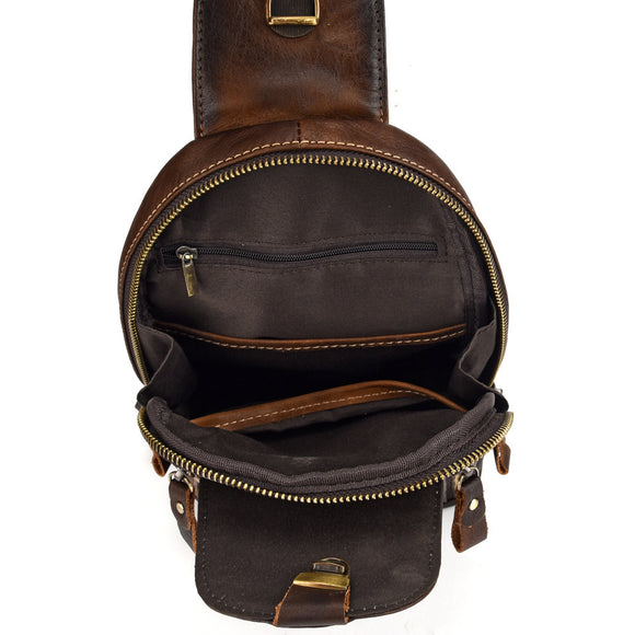 Bolsa Bandolera de Cuero para Hombre - Mochila Pecho Casual