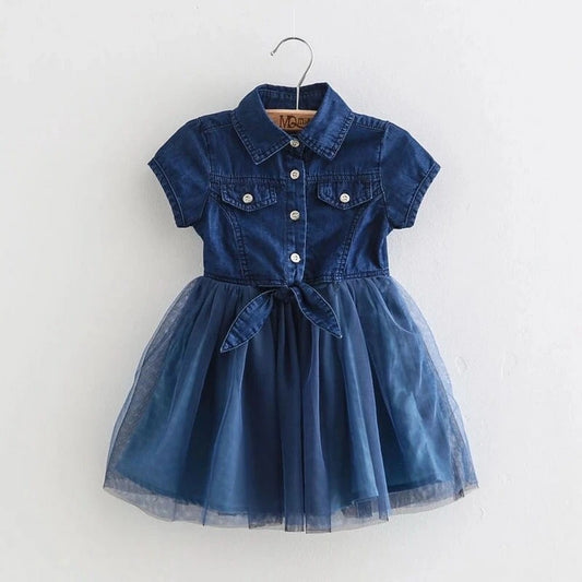 Vestido Corto de Mezclilla con Mangas Cortas