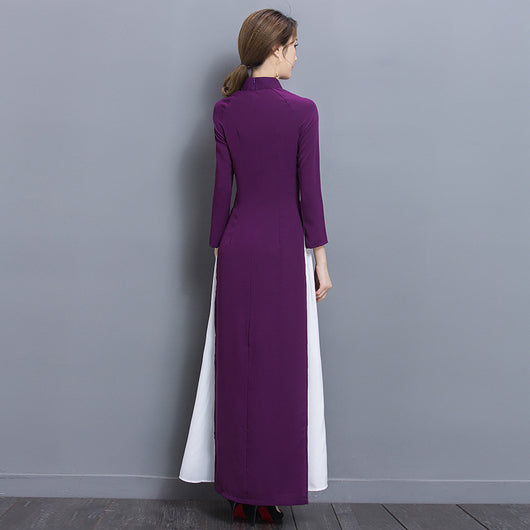 Vestido Cheongsam Largo Retro Elegante para Mujer - Estilo Tradicional Chino - Image 2