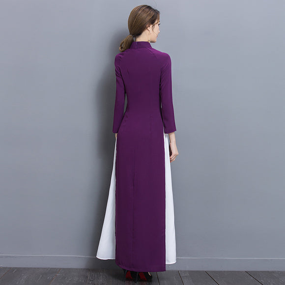 Vestido Cheongsam Largo Retro Elegante para Mujer - Estilo Tradicional Chino