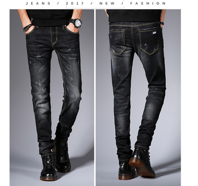 Pantalones Jeans Slim Fit Hombre Estilo Coreano Elásticos Negro - Image 5