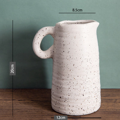 Jarrón de Cerámica Blanca con Insertador para Flores Secas