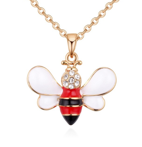 Collar Colgante Abeja Dorado con Cristales - Joya Verano Mujer