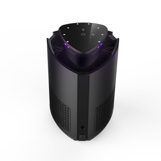 Black intelligent mosquito repellent light with purple glow and four 4.13-inch round sticky traps. - Image 5