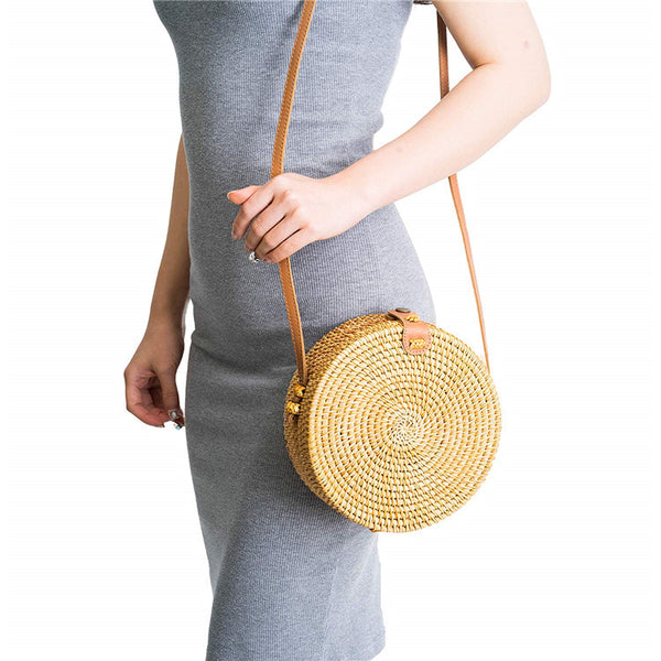 Bolsa de Playa Tejida en Ratán - Perfecta para Vacaciones