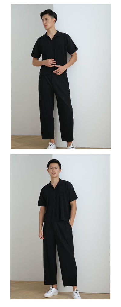 Polo Miyake Hombre Manga Corta - Diseño Plisado Tendencia Moda - Image 23