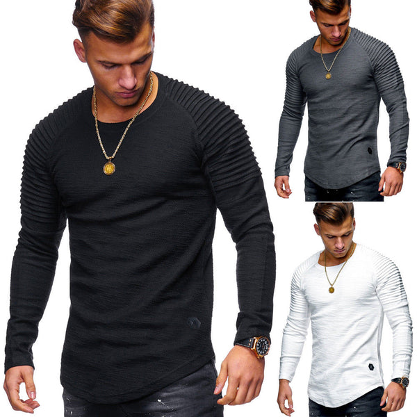 Camiseta Manga Larga Cuello Redondo Color Sólido