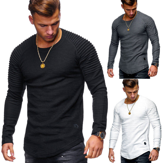 Camiseta Manga Larga Cuello Redondo Color Sólido
