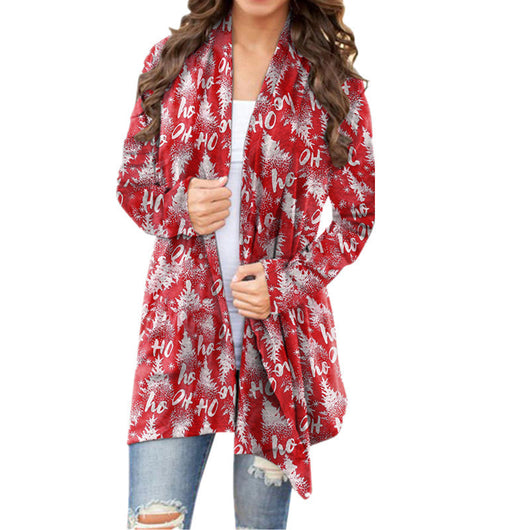 Cardigan Navideño Estampado de Manga Larga para Mujer - Image 4