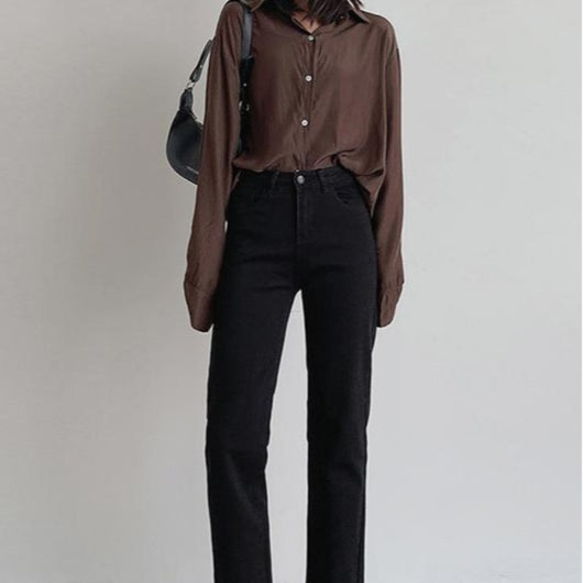 Pantalones Vaqueros Cintura Alta Slim Fit Negro para Mujer - Image 3
