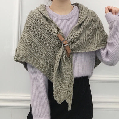 Poncho Triangular de Cuero Hueco Estilo Coreano - Abrigo Elegante de Color Liso - Image 23