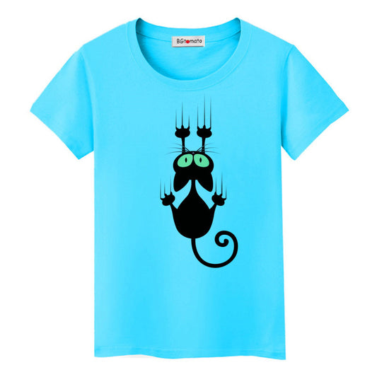 Playera Gráfica de Gato Negro - Diseño Cartoon para Amantes de Gatos