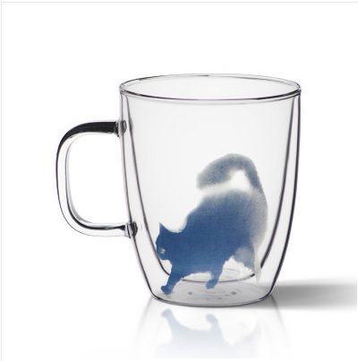 Taza Térmica de Vidrio Soplado con Diseño de Gato - Doble Aislamiento - Image 4