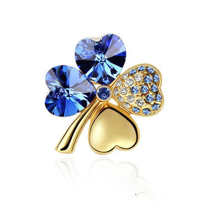 Broche Trébol de Cuatro Hojas con Diamantes - Image 9