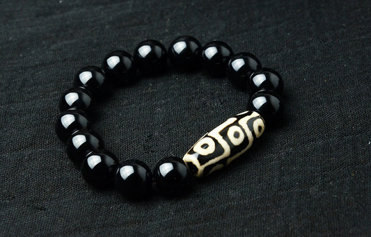 Pulsera de Ágata Negra Natural Étnica - Cuentas Nueve Ojos Unisex - Image 2