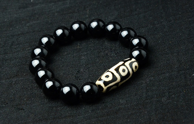 Pulsera de Ágata Negra Natural Étnica - Cuentas Nueve Ojos Unisex - Image 2
