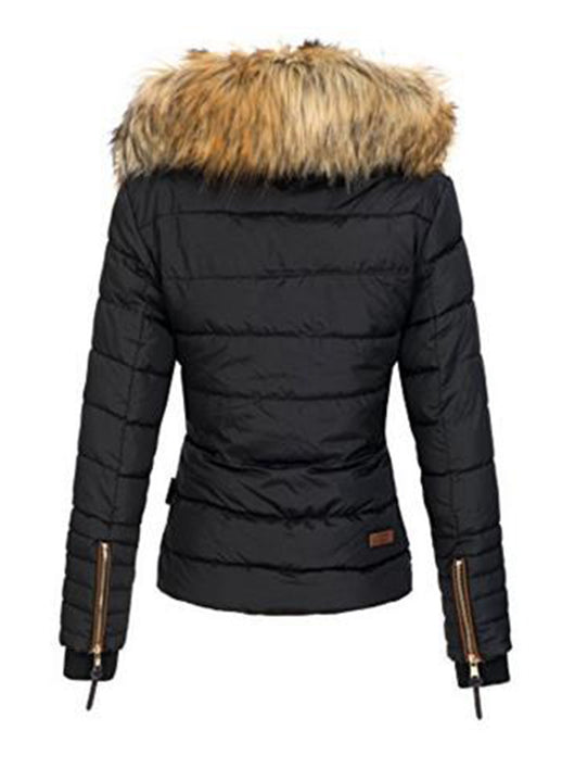 Chaqueta de Algodón con Cuello de Piel y Cierre - Image 5