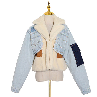 Chaqueta Denim Gruesa con Forro de Lana de Cordero