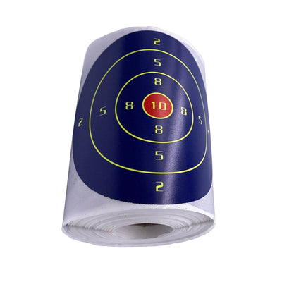 Roll of dark blue shooting target stickers with fluorescent yellow rings and numbers, and a red bullseye. - Image 8
