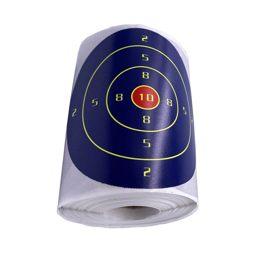 Roll of dark blue shooting target stickers with fluorescent yellow rings and numbers, and a red bullseye. - Image 8