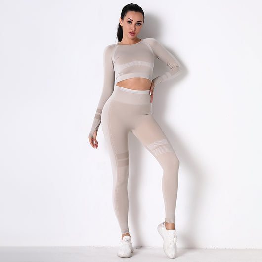 Conjunto de Yoga Tejido Transpirable sin Costuras Manga Larga - Image 5