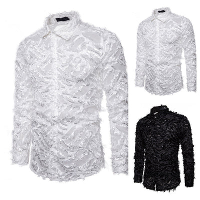 Camisa de Hombre con Borlas de Pluma en Solapa - Image 3