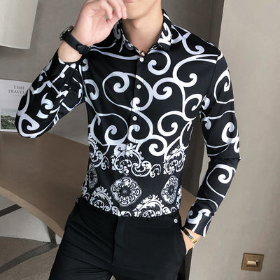 Camisa de Manga Larga Estampada Digital para Hombre - Talla Grande - Image 5