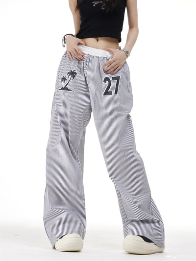 Pantalones Rectos Anchos con Rayas Verticales Bordadas - Efecto Adelgazante - Image 21